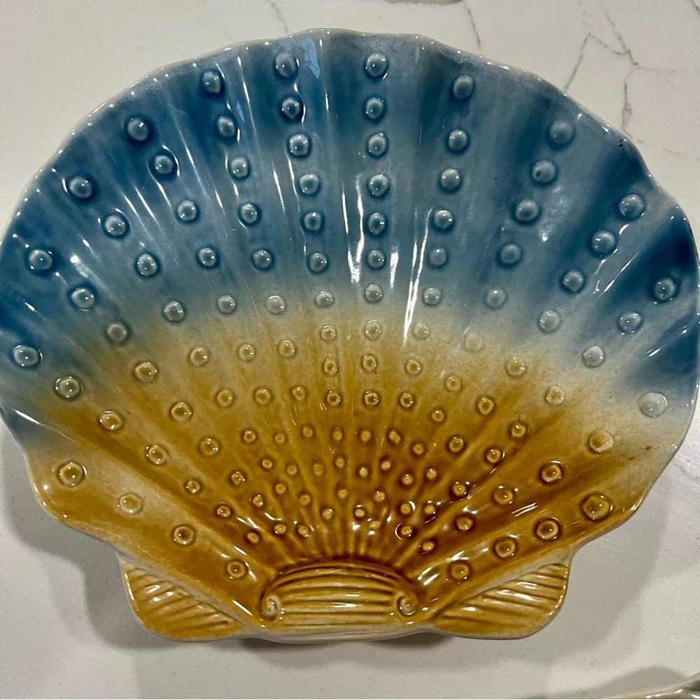 Costal plates,  Set of 3 decorative plates fish starfish shell